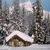 Mountain cabins in winter Wallpaper
