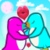Red and Blue Penguin in Love